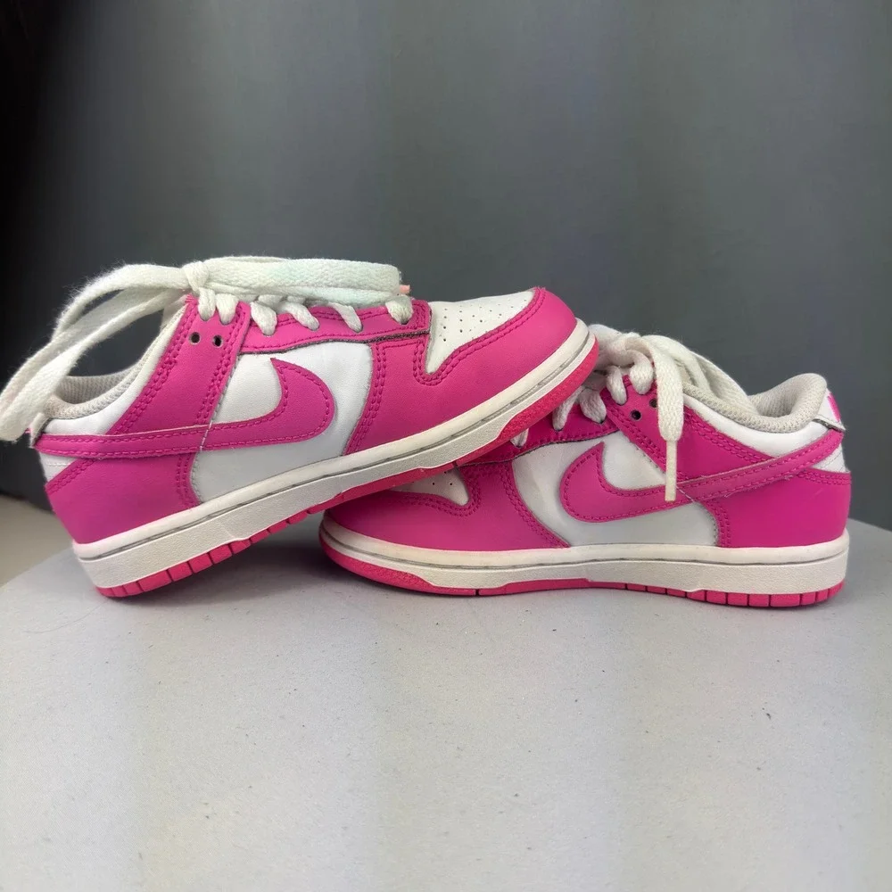 Nike Dunk Low Laser Fuchsia Kids Size 11C Pink White Shoes FB9108-102 Sneaker